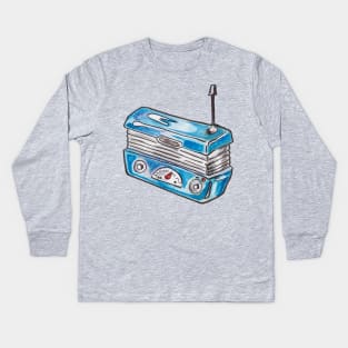 Little Blue Retro Radio Kids Long Sleeve T-Shirt